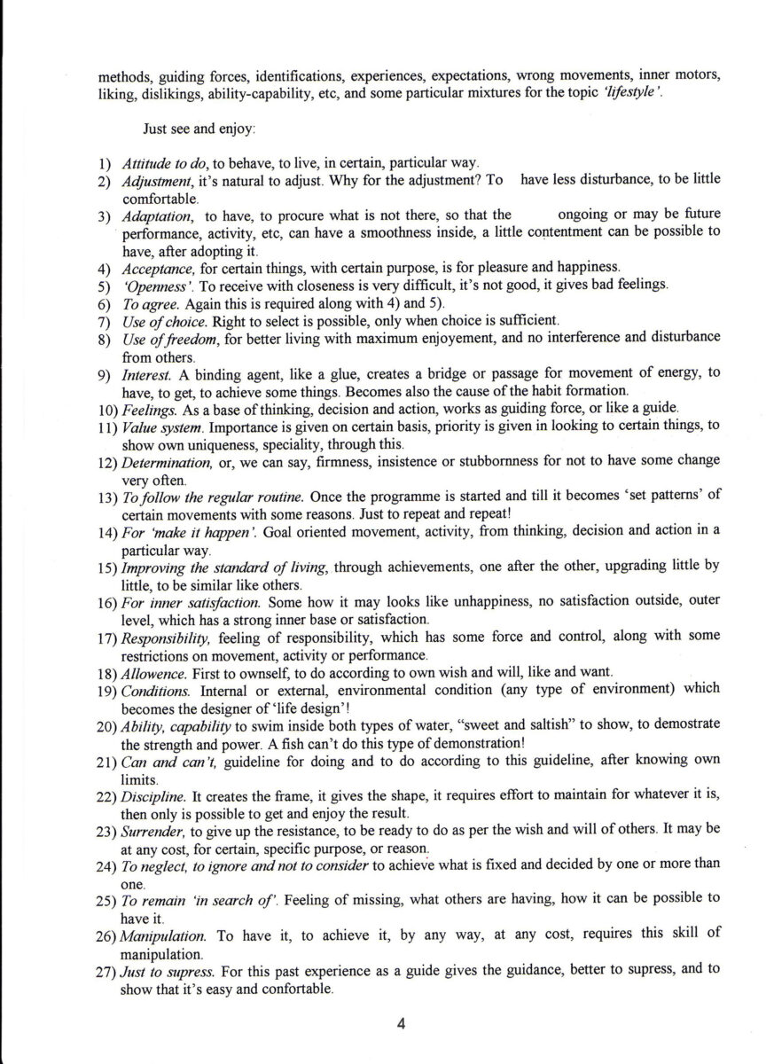 Page 4 of Lifestyle document by Swami Maheshananda